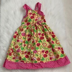 Charming Floral Kids Dress with Pink and Yellow Hues 100% Cotton
